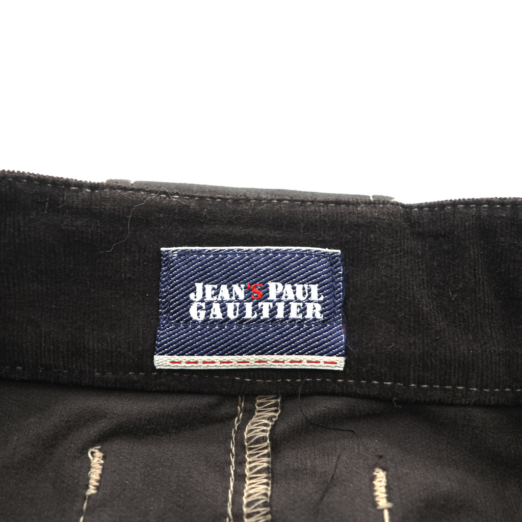 Jean Paul GAULTIER 90年代 ヴィンテージ タイト スカート L ストレッチ ベロア コーデュロイ 膝丈 ベルト付き