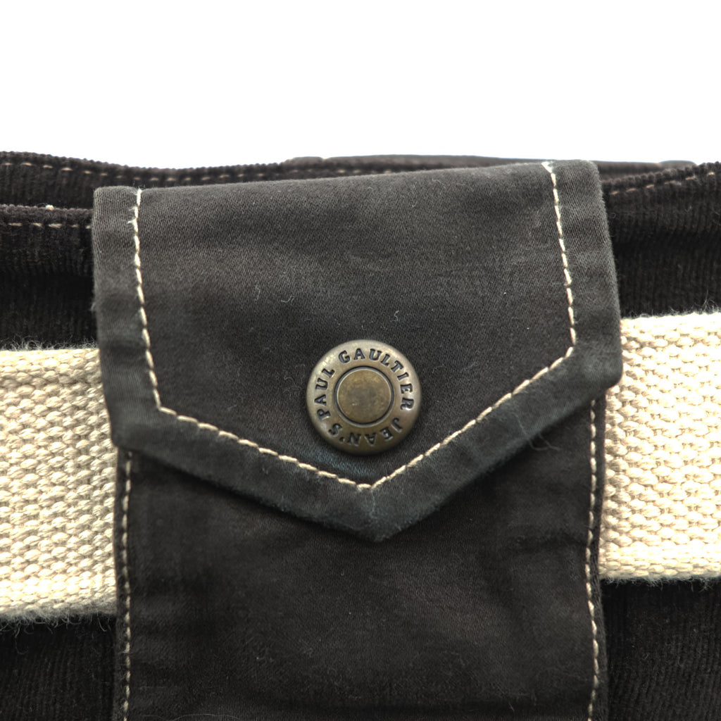 Jean Paul GAULTIER 90年代 ヴィンテージ タイト スカート L ストレッチ ベロア コーデュロイ 膝丈 ベルト付き