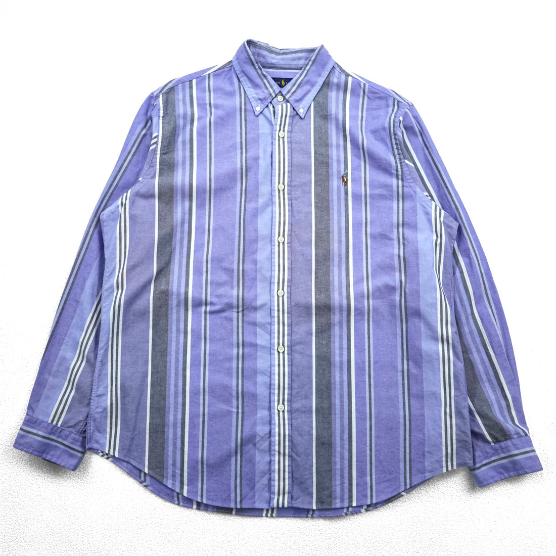 Ralph Lauren クラシックフィット CLASSIC FIT ストライプ 長袖シャツ XL ブルー ボタンダウン スモールポニー刺繍 ビッグサイズ