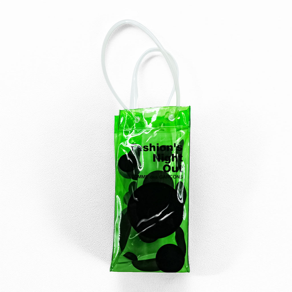 COMME des GARÇONS × VOGUE Clear Vinyl Mini Bag Green Dot Drink Holder Wine Bag FASHION’S NIGHT OUT Novelty