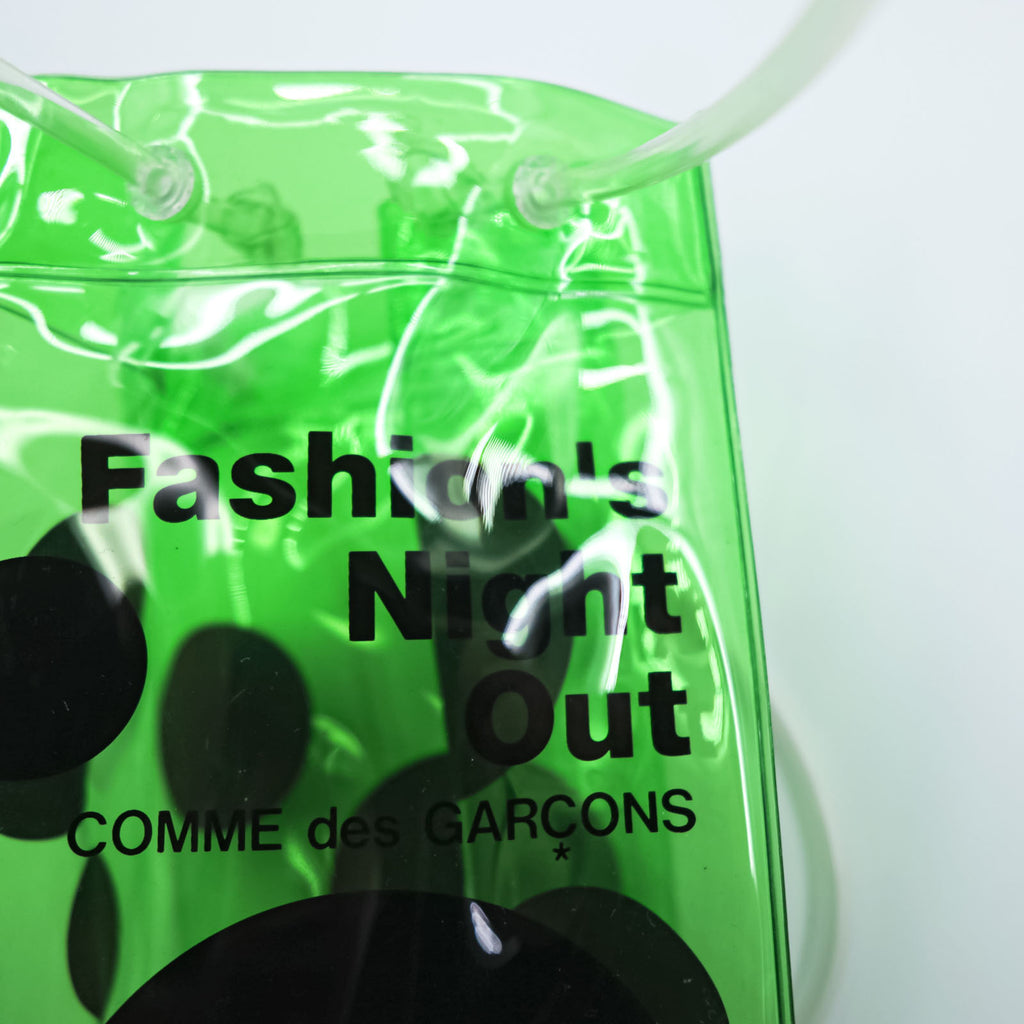 COMME des GARÇONS × VOGUE Clear Vinyl Mini Bag Green Dot Drink Holder Wine Bag FASHION’S NIGHT OUT Novelty