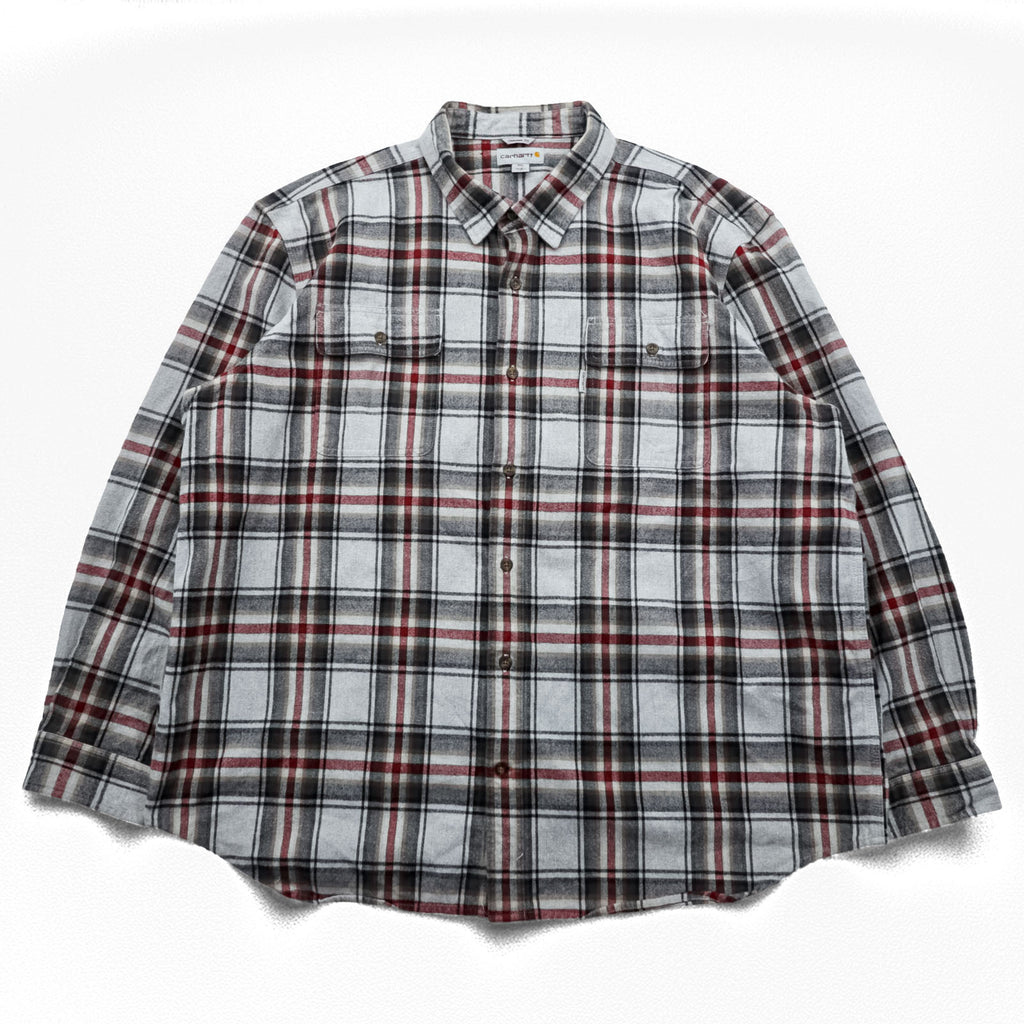 carhartt ヘビーウェイト チェック フランネルシャツ XL グレー レッド  Hubbard Plaid Shirt 102215 029 ビッグサイズ