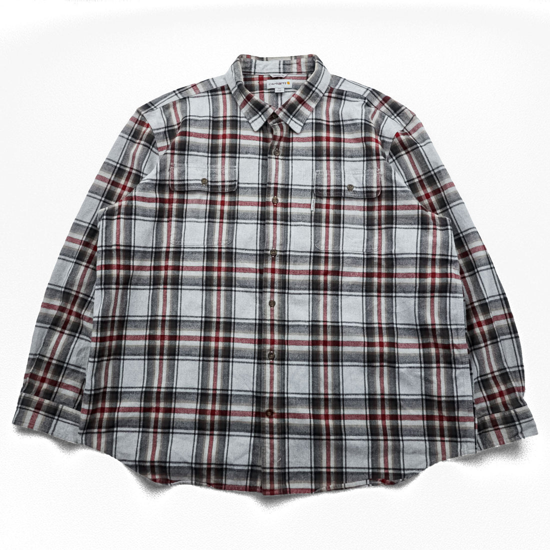 carhartt ヘビーウェイト チェック フランネルシャツ XL グレー レッド  Hubbard Plaid Shirt 102215 029 ビッグサイズ