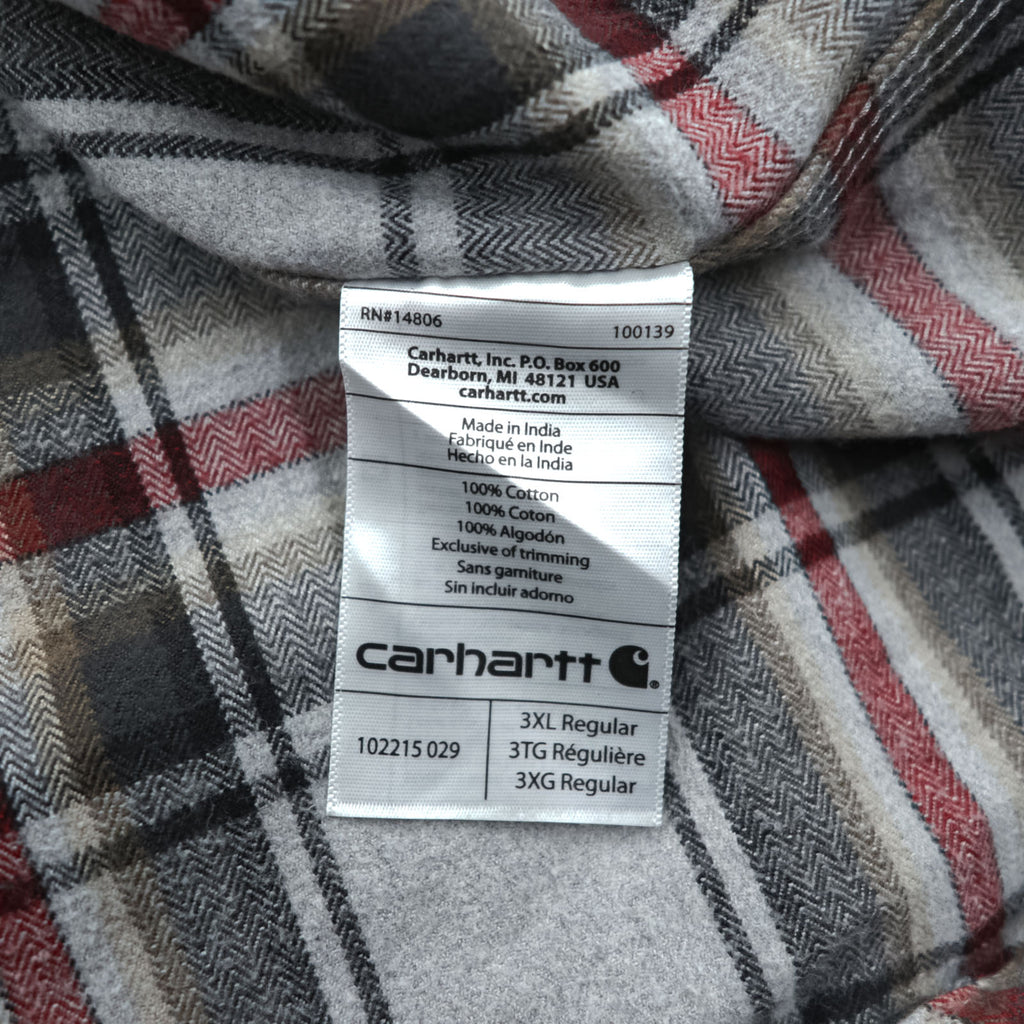 carhartt ヘビーウェイト チェック フランネルシャツ XL グレー レッド  Hubbard Plaid Shirt 102215 029 ビッグサイズ