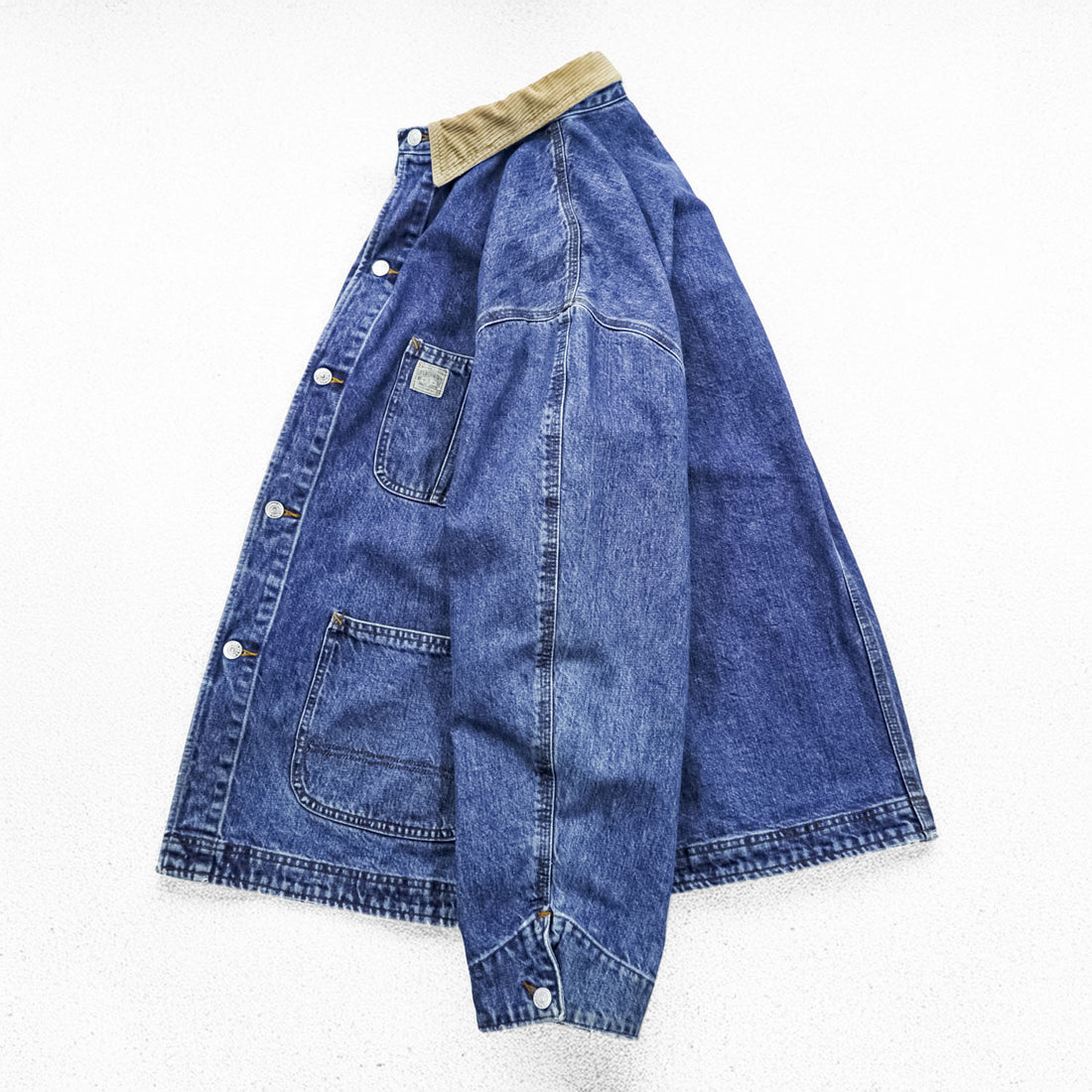 POLO COUNTRY RALPH LAUREN 80年代 USA製 ヴィンテージ デニム カバーオール ワークジャケット XL 4ポケット 襟コーデュロイ RRL チョアコート