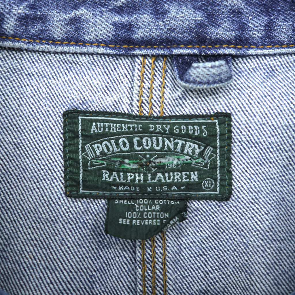 POLO COUNTRY RALPH LAUREN 80年代 USA製 ヴィンテージ デニム カバーオール ワークジャケット XL 4ポケット 襟コーデュロイ RRL チョアコート