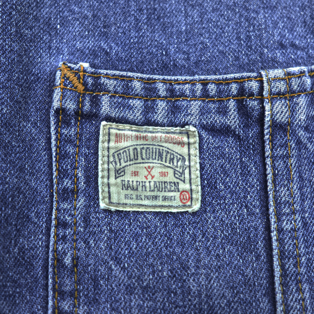 POLO COUNTRY RALPH LAUREN 80年代 USA製 ヴィンテージ デニム カバーオール ワークジャケット XL 4ポケット 襟コーデュロイ RRL チョアコート