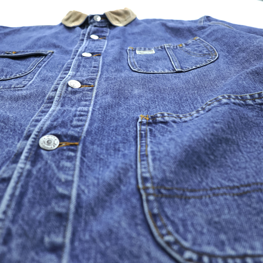 POLO COUNTRY RALPH LAUREN 80年代 USA製 ヴィンテージ デニム カバーオール ワークジャケット XL 4ポケット 襟コーデュロイ RRL チョアコート