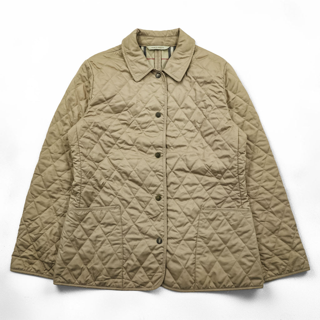 BURBERRY LONDON 英国製 キルティングジャケット L ベージュ 裏地ノバチェック 中綿 スナップボタン イングランド製
