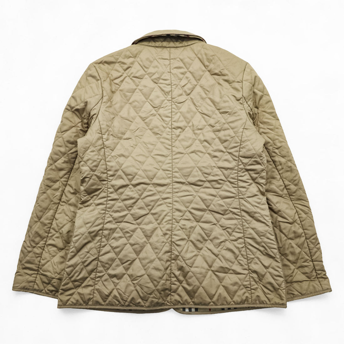 BURBERRY LONDON 英国製 キルティングジャケット L ベージュ 裏地ノバチェック 中綿 スナップボタン イングランド製