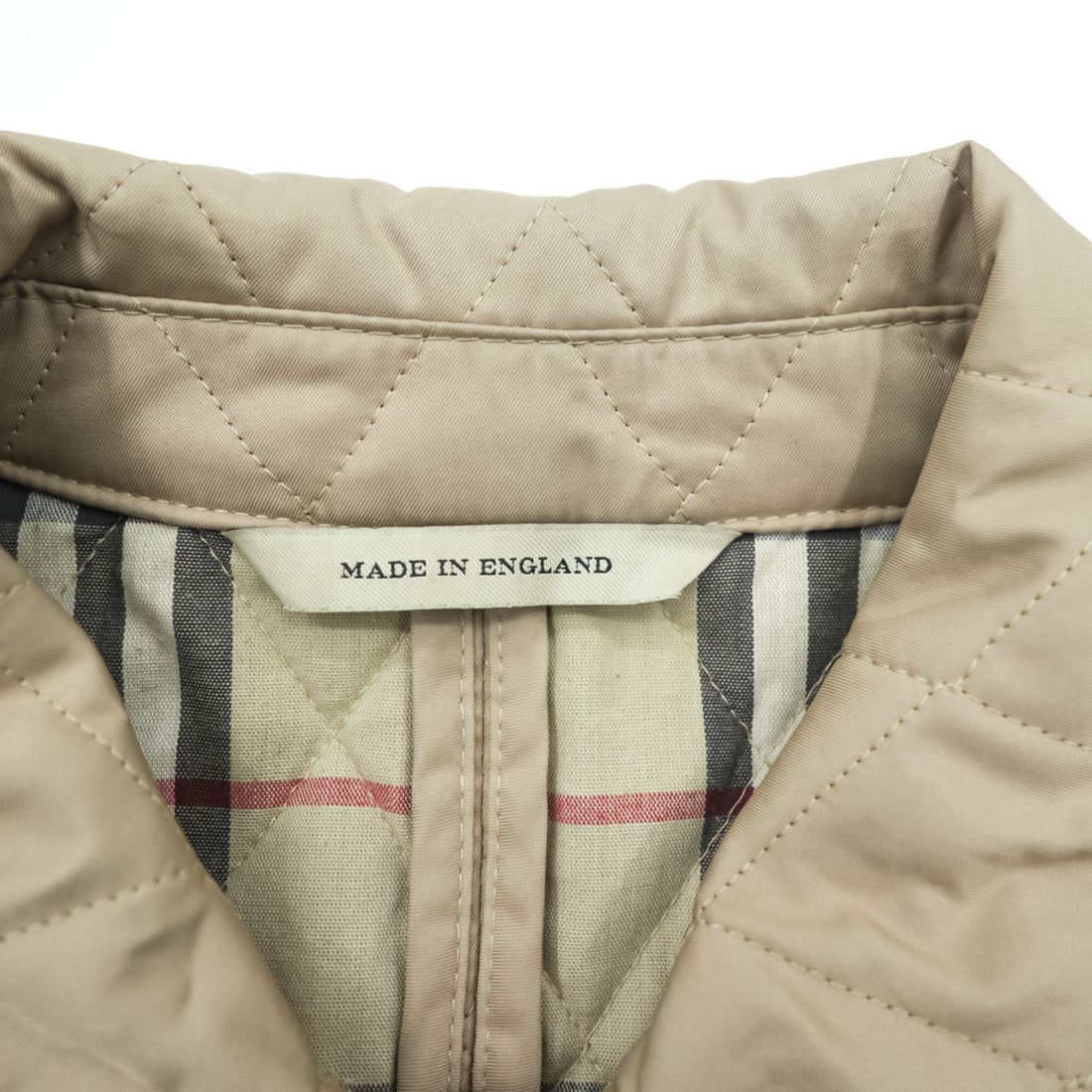 BURBERRY LONDON 英国製 キルティングジャケット L ベージュ 裏地ノバチェック 中綿 スナップボタン イングランド製