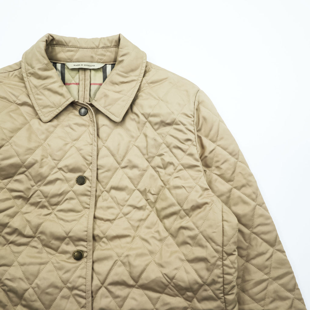 BURBERRY LONDON 英国製 キルティングジャケット L ベージュ 裏地ノバチェック 中綿 スナップボタン イングランド製