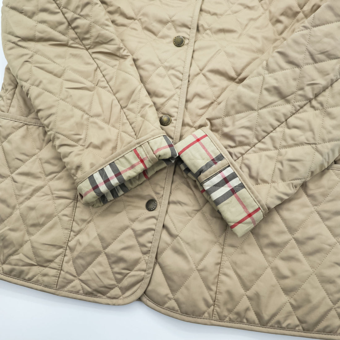 BURBERRY LONDON 英国製 キルティングジャケット L ベージュ 裏地ノバチェック 中綿 スナップボタン イングランド製