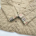 BURBERRY LONDON 英国製 キルティングジャケット L ベージュ 裏地ノバチェック 中綿 スナップボタン イングランド製