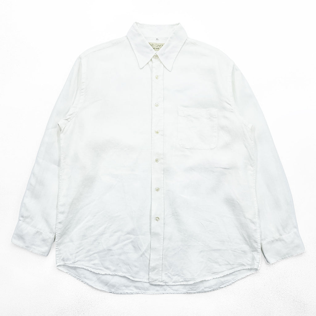 THE IRISH LINEN リネン 長袖シャツ XL ホワイト アイリッシュリネン 麻100% アイルランド製