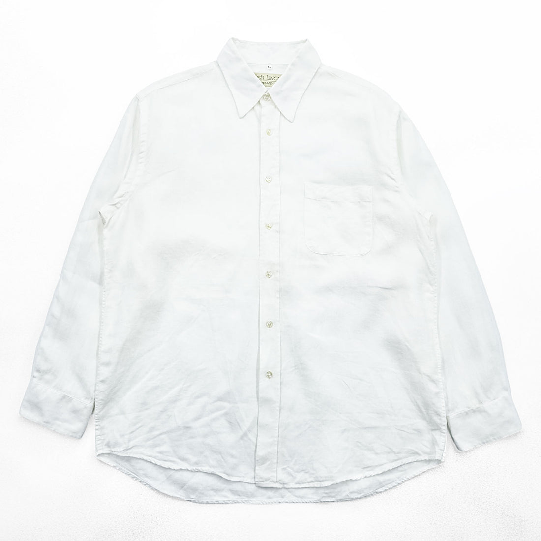 THE IRISH LINEN リネン 長袖シャツ XL ホワイト アイリッシュリネン 麻100% アイルランド製