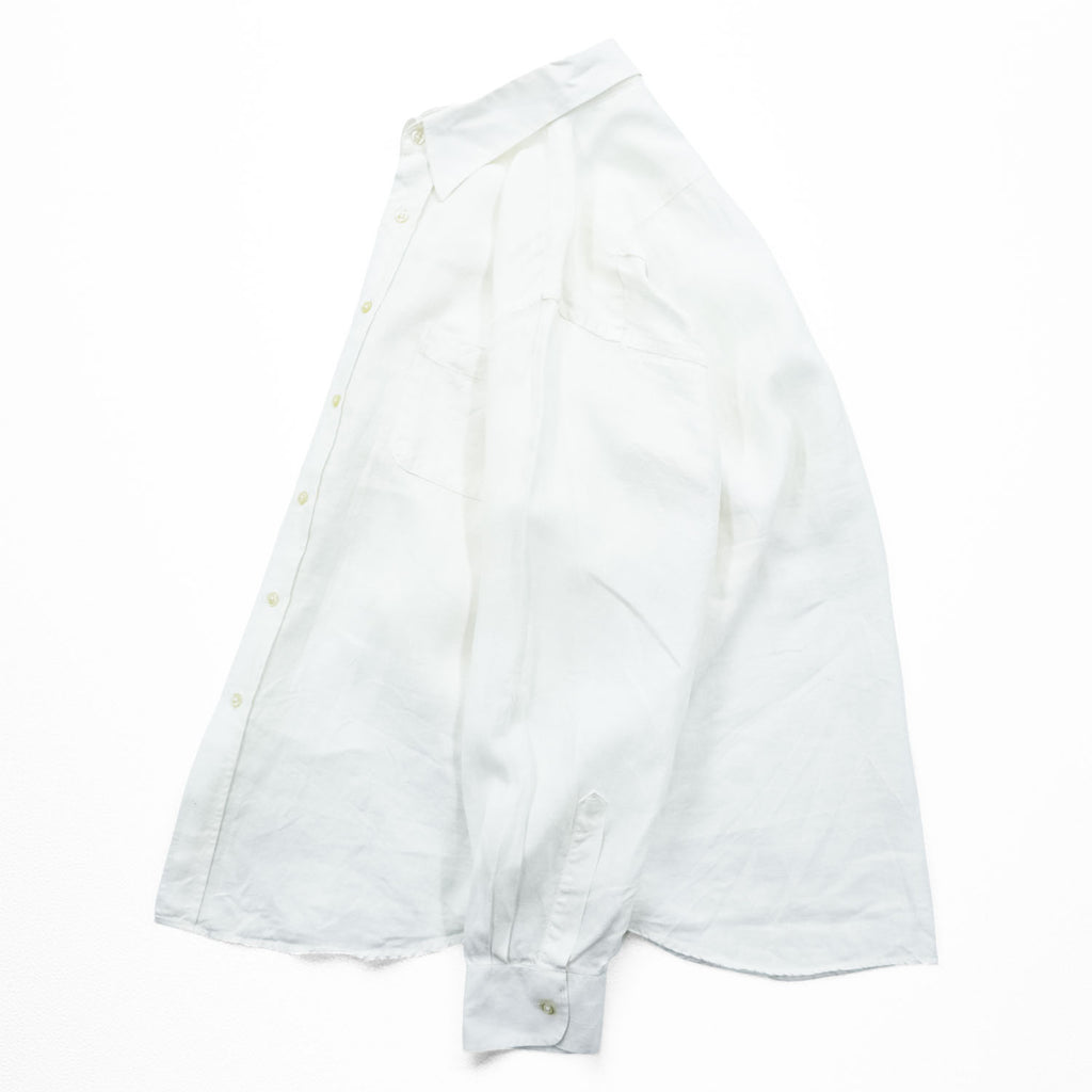 THE IRISH LINEN リネン 長袖シャツ XL ホワイト アイリッシュリネン 麻100% アイルランド製