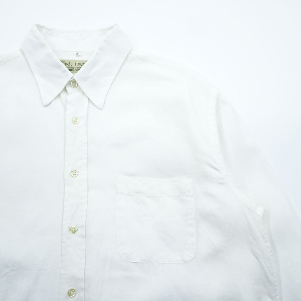 THE IRISH LINEN リネン 長袖シャツ XL ホワイト アイリッシュリネン 麻100% アイルランド製