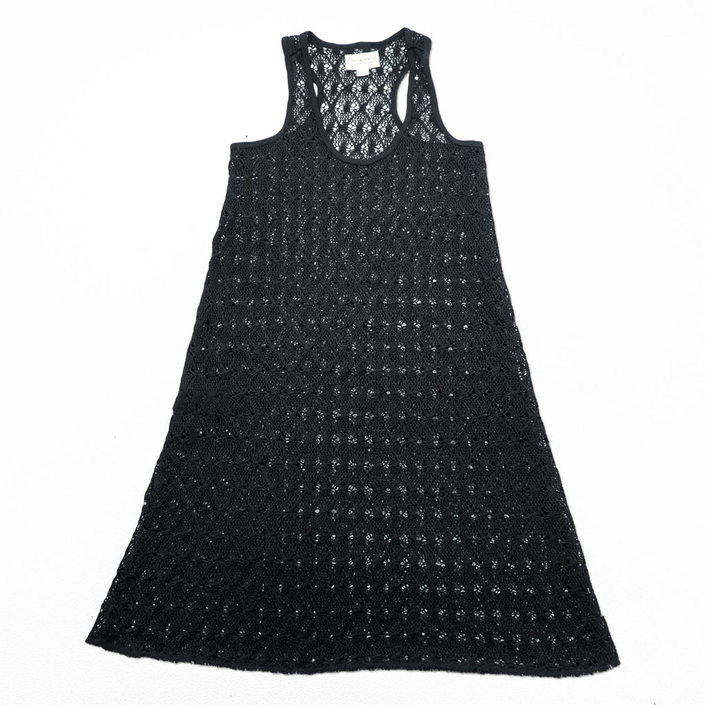 Denim & Supply Ralph Lauren Crochet Knit Tank Dress Black Sleeveless Mesh Boho Size S