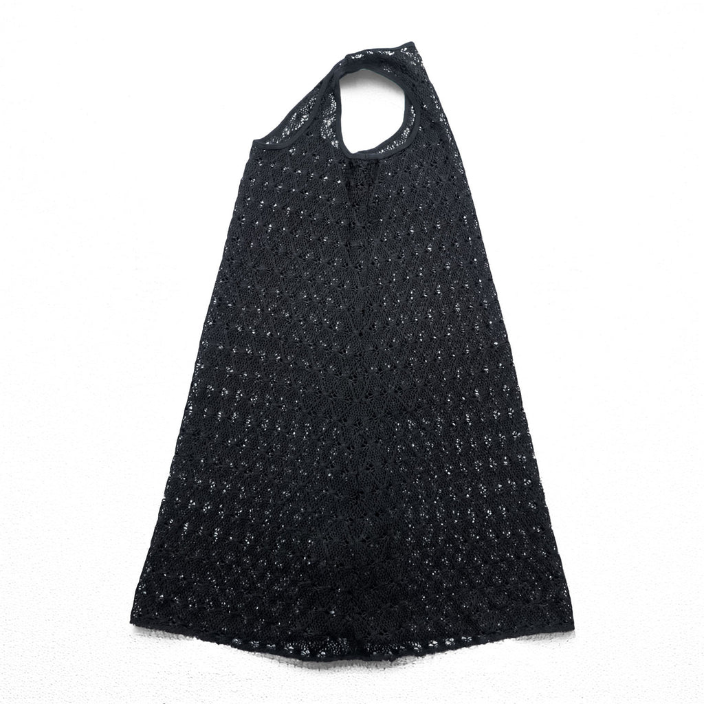 Denim & Supply Ralph Lauren Crochet Knit Tank Dress Black Sleeveless Mesh Boho Size S