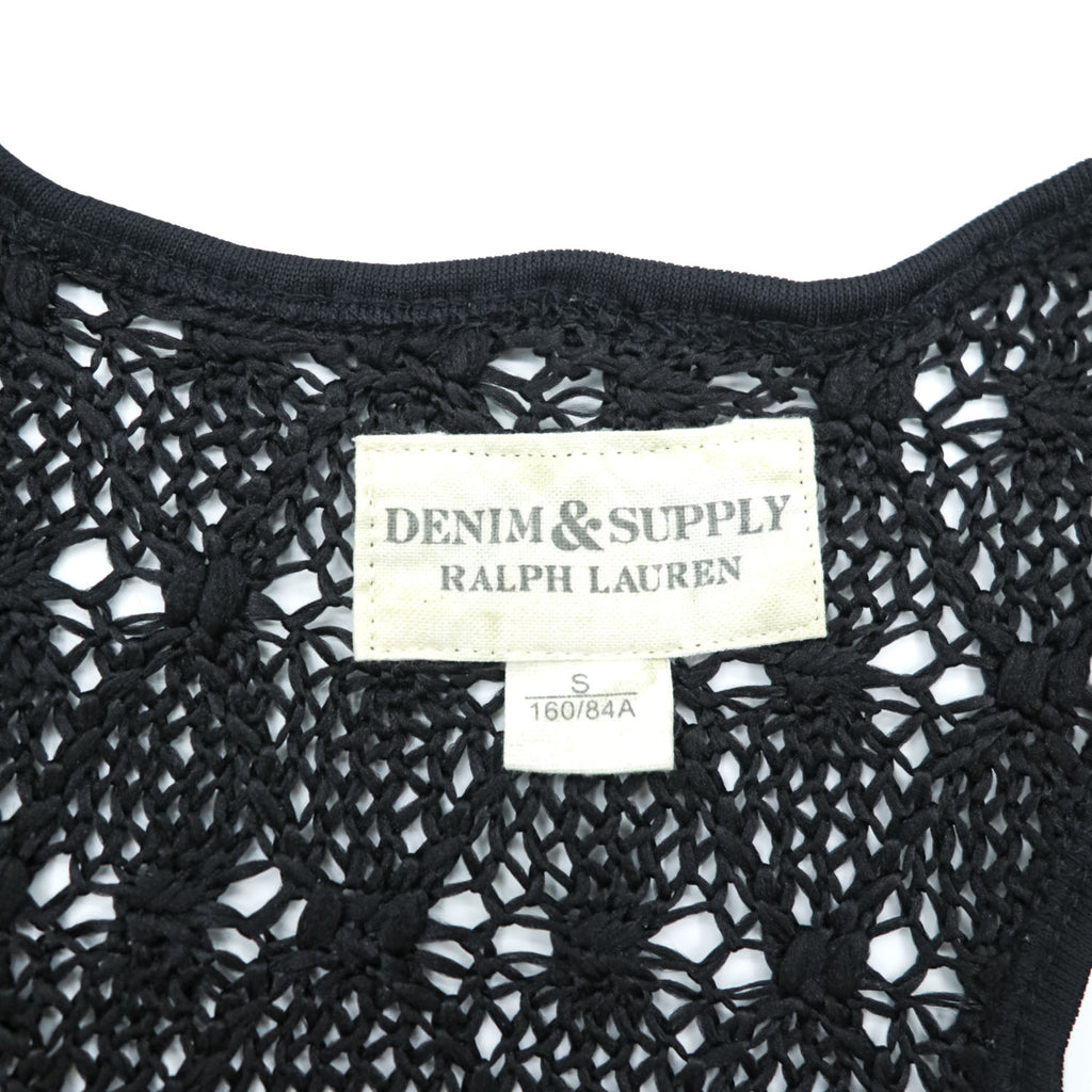 Denim & Supply Ralph Lauren Crochet Knit Tank Dress Black Sleeveless Mesh Boho Size S