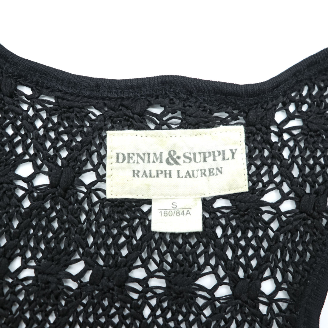 Denim & Supply Ralph Lauren Crochet Knit Tank Dress Black Sleeveless Mesh Boho Size S