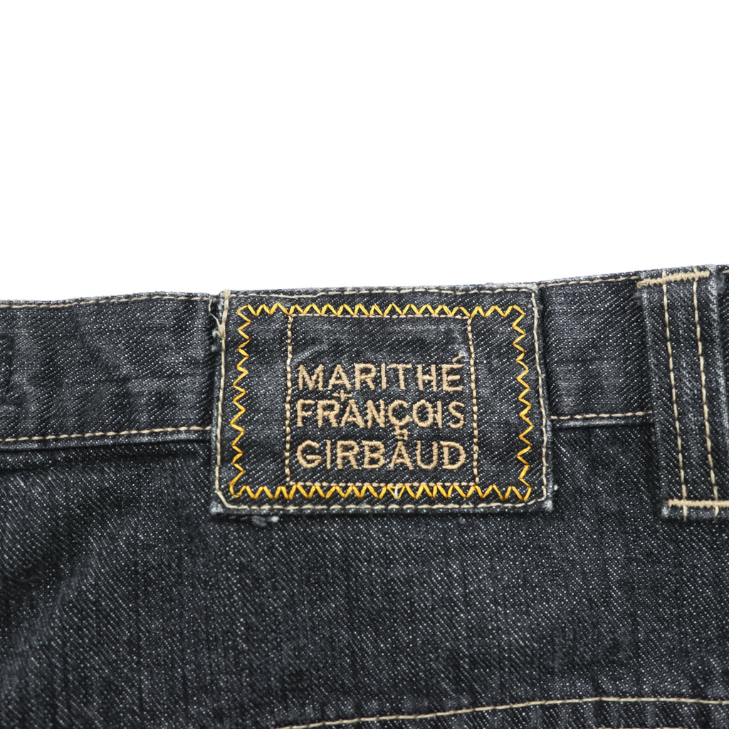 Marithe Francois Girbaud 90s Vintage Shuttle Tape Denim Cargo Pants Black Yellow Baggy Wide Leg W42 Y2K