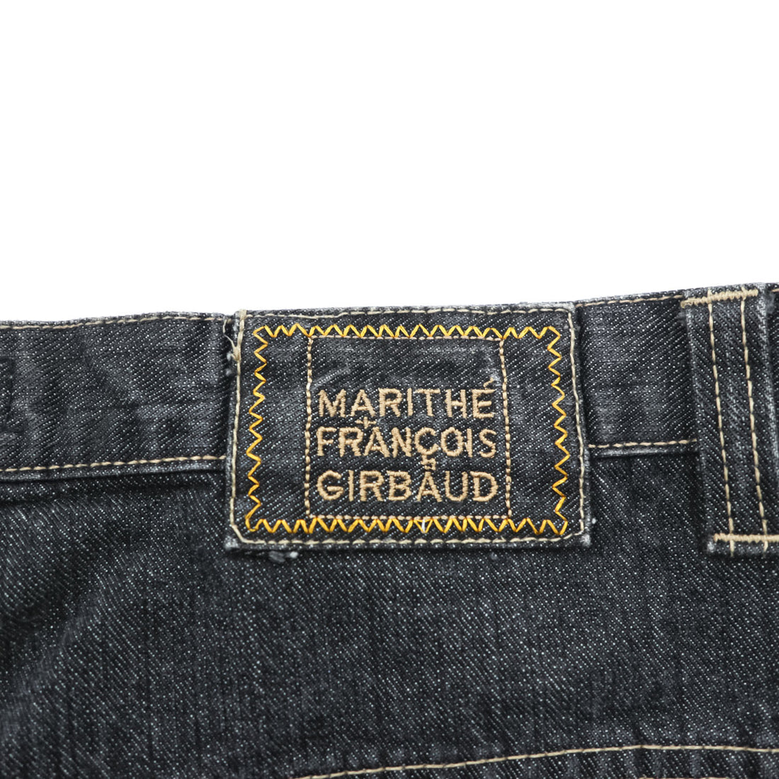 Marithe Francois Girbaud 90s Vintage Shuttle Tape Denim Cargo Pants Black Yellow Baggy Wide Leg W42 Y2K
