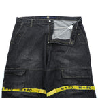 Marithe Francois Girbaud 90s Vintage Shuttle Tape Denim Cargo Pants Black Yellow Baggy Wide Leg W42 Y2K