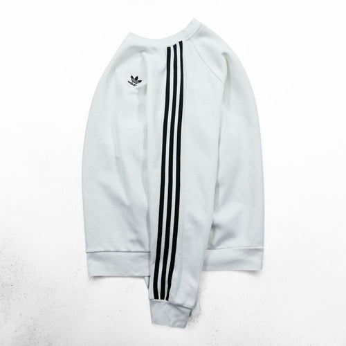 adidas Originals AdiCollar Classic 3-Striped Sweatshirt, Size M, White, Trefoil, HE9483