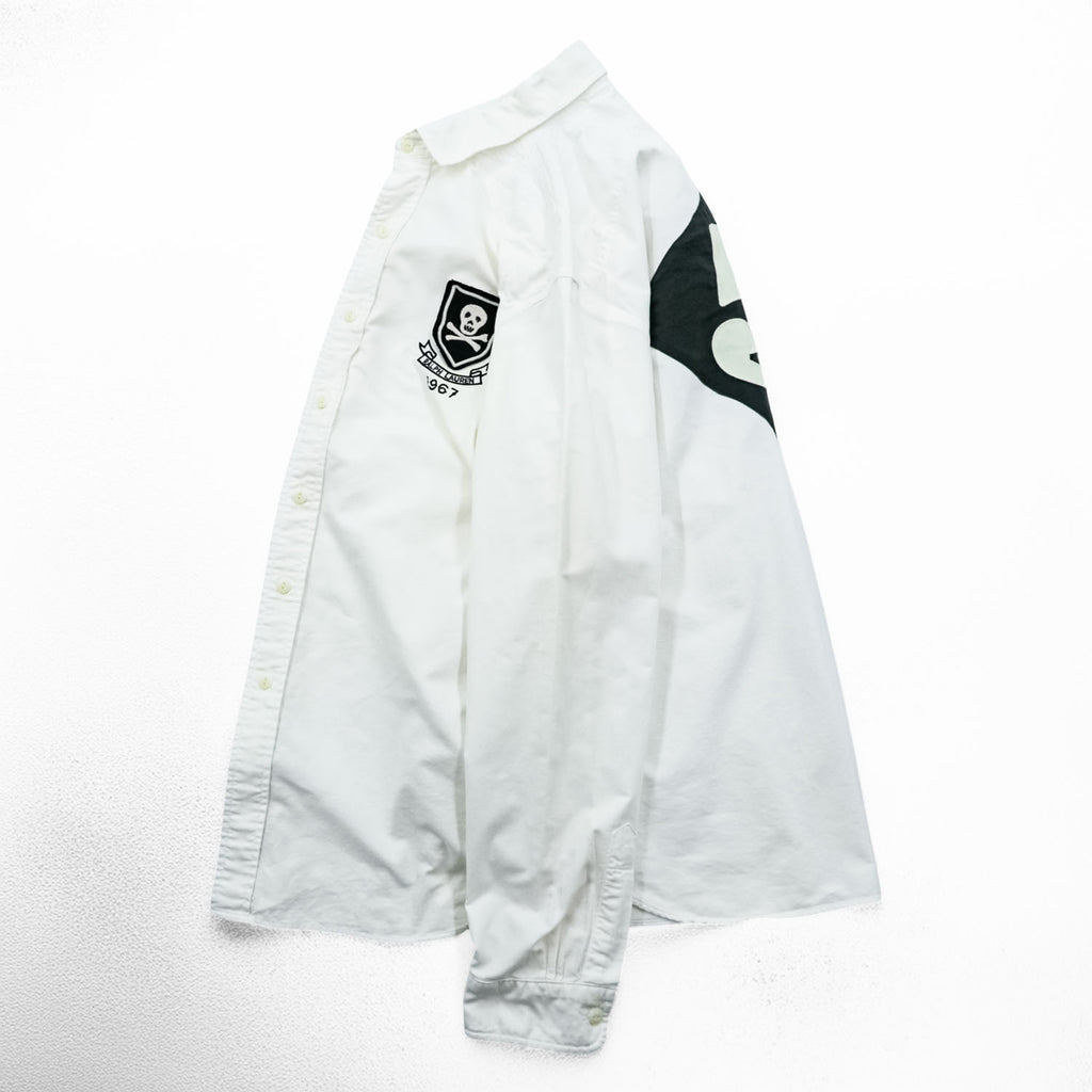 Polo Ralph Lauren Oxford Shirt, Size L, White, Skull Numbering Patch, Unused