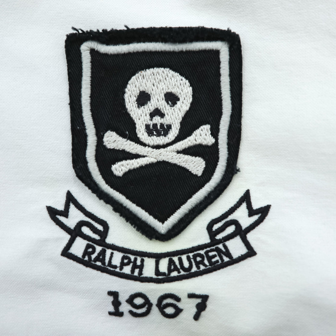 Polo Ralph Lauren Oxford Shirt, Size L, White, Skull Numbering Patch, Unused