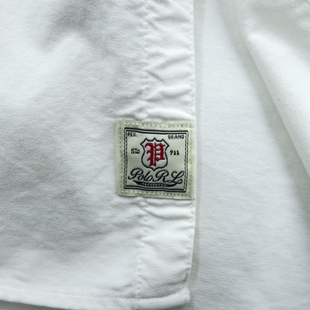 Polo Ralph Lauren Oxford Shirt, Size L, White, Skull Numbering Patch, Unused