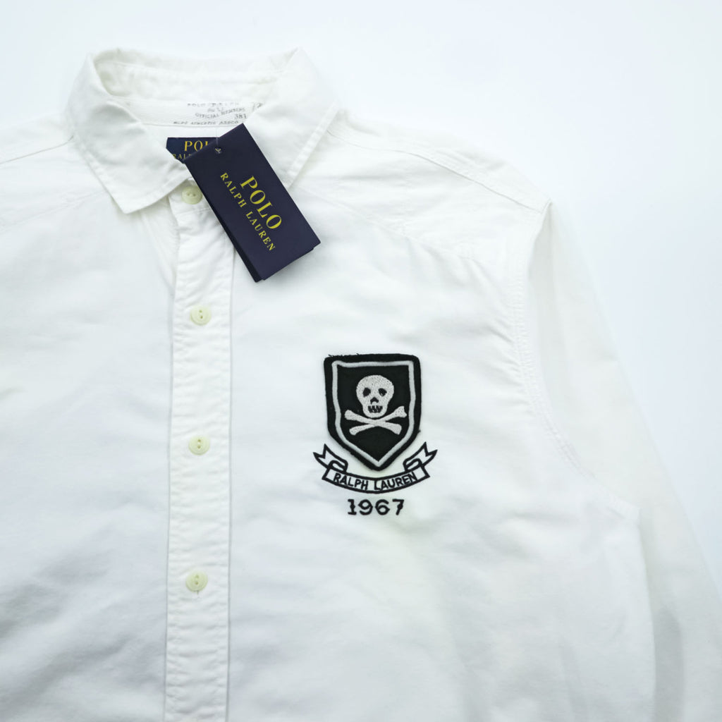 Polo Ralph Lauren Oxford Shirt, Size L, White, Skull Numbering Patch, Unused