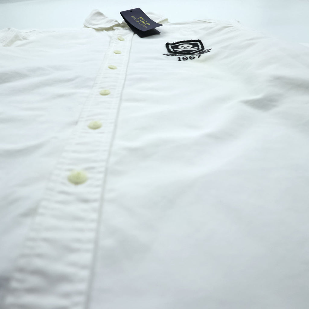 Polo Ralph Lauren Oxford Shirt, Size L, White, Skull Numbering Patch, Unused