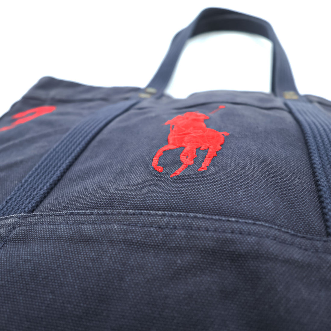 Polo Ralph Lauren Big Pony Tote Bag, Navy Canvas, Vintage Finish