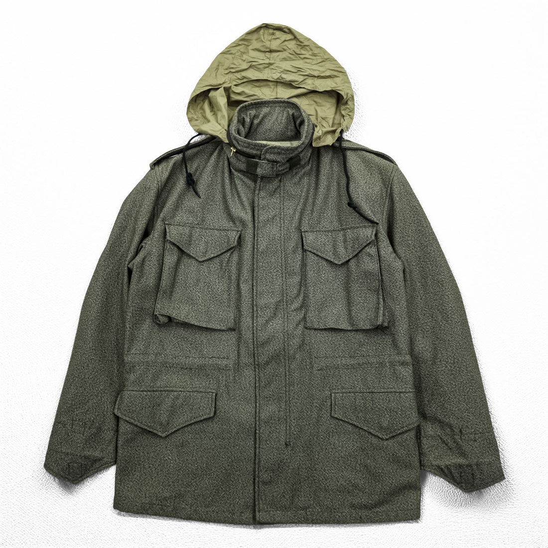 United Carr by Buzz Rickson's Power Equipment M-65 Style Field Jacket Olive Gray Hooded Size S