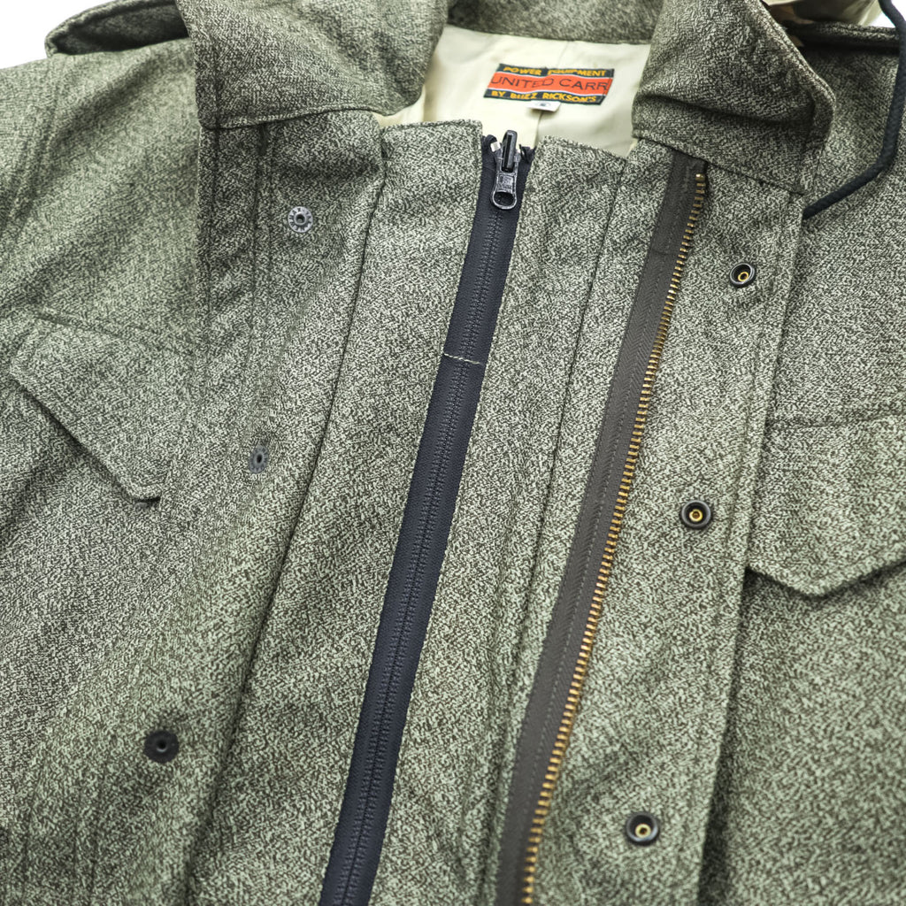 United Carr by Buzz Rickson's Power Equipment M-65 Style Field Jacket Olive Gray Hooded Size S