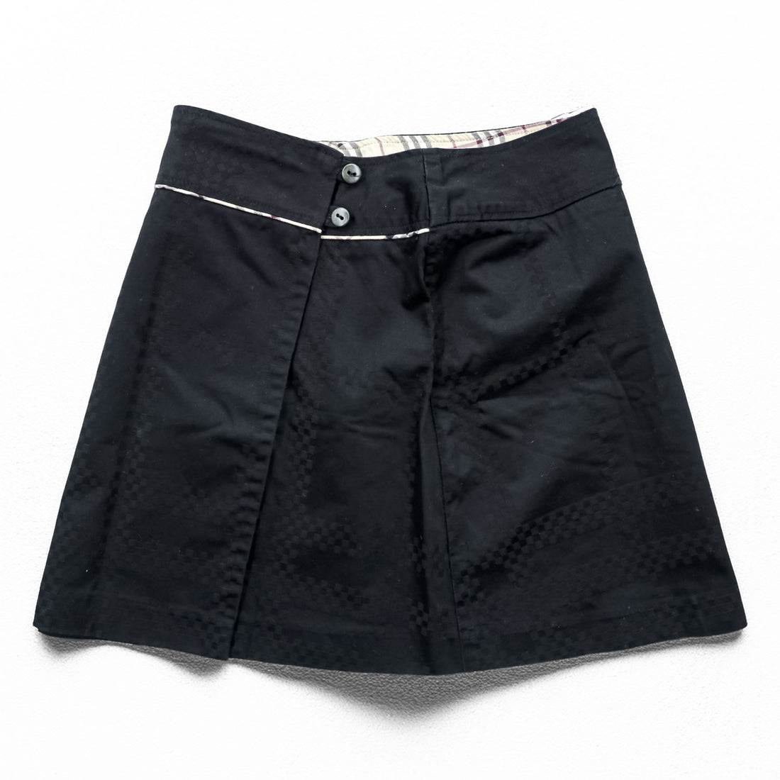 BURBERRY ラップスカート L ブラック ノバチェック シャドーチェック 膝丈
