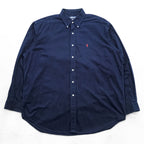 Ralph Lauren 90s Vintage BLAKE Long-Sleeve Button-Down Shirt, Size XL, Navy, Small Pony Logo Embroidery, Black