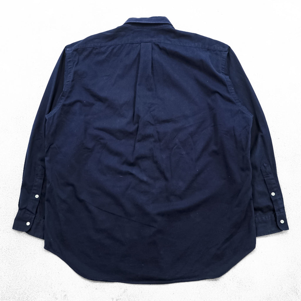 Ralph Lauren 90s Vintage BLAKE Long-Sleeve Button-Down Shirt, Size XL, Navy, Small Pony Logo Embroidery, Black
