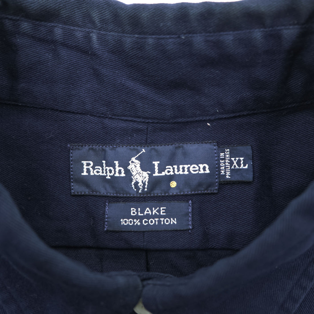 Ralph Lauren 90s Vintage BLAKE Long-Sleeve Button-Down Shirt, Size XL, Navy, Small Pony Logo Embroidery, Black