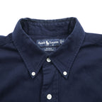 Ralph Lauren 90s Vintage BLAKE Long-Sleeve Button-Down Shirt, Size XL, Navy, Small Pony Logo Embroidery, Black