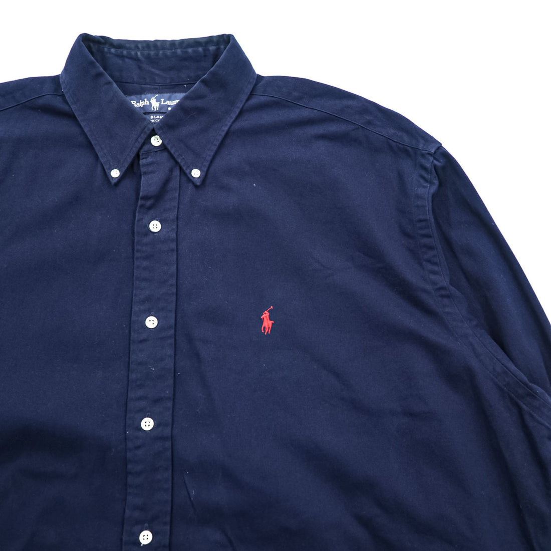 Ralph Lauren 90s Vintage BLAKE Long-Sleeve Button-Down Shirt, Size XL, Navy, Small Pony Logo Embroidery, Black
