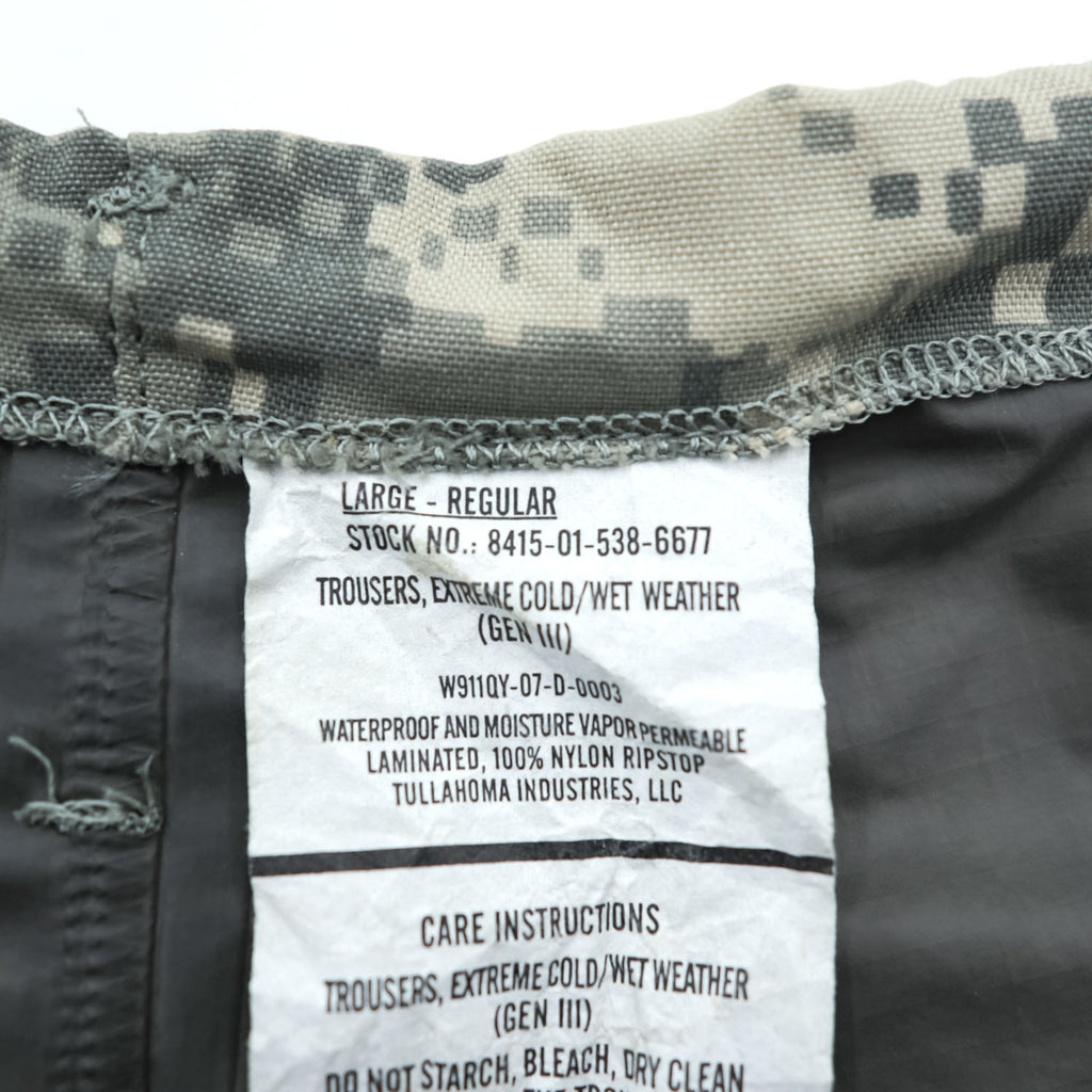 US Army ECWCS Gen III Level 6 Gore-Tex UCP ACU Wet Weather Trousers Large Regular