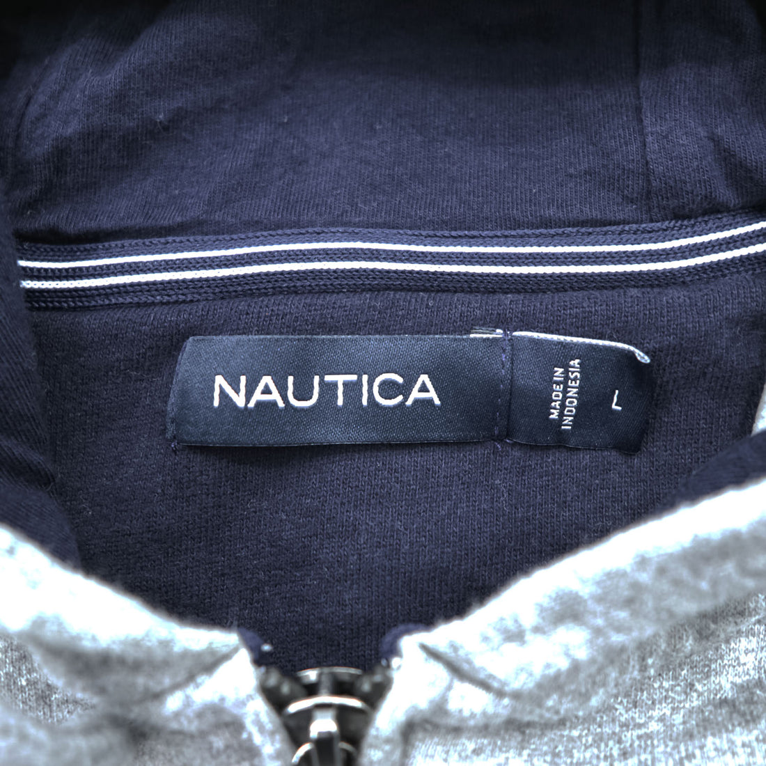 NAUTICA Zip Up Hoodie L Gray Cotton K83070