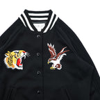 DENIM & SUPPLY RALPH LAUREN Souvenir Jacket, Size S, Black, Tiger and Eagle Embroidery, Snap Buttons
