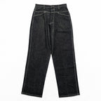 Marithe Francois Girbaud Wide Leg Denim Jeans Dark Indigo Contrast Stitch 32M Baggy