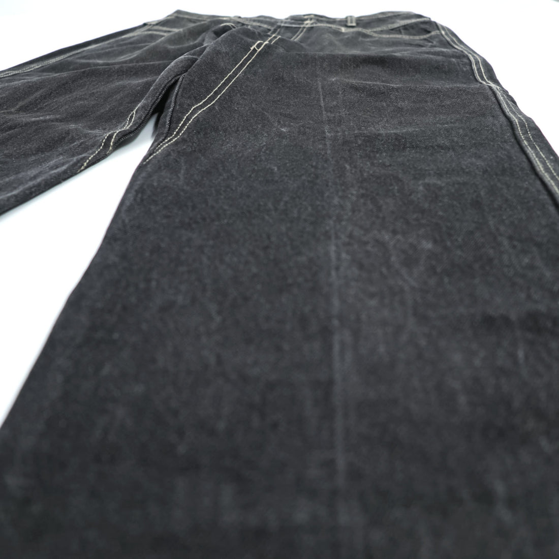 Marithe Francois Girbaud Wide Leg Denim Jeans Dark Indigo Contrast Stitch 32M Baggy
