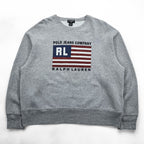 Polo Ralph Lauren POLO JEANS CO. 90s Vintage Stars and Stripes Logo Print Sweatshirt L Gray